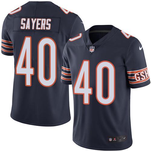 Nike Bears #40 Gale Sayers Navy Blue Team Color Men's Stitched NFL Vapor Untouchable Limited Jersey - Click Image to Close